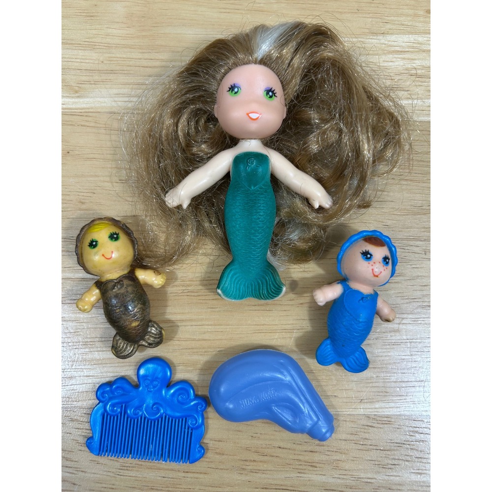 VTG 80s Kenner See Wees Mermaid Doll Lot Shelly Baby Sprite TropiGals Accs Retro